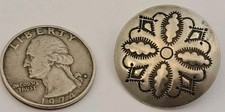 Vintage Sterling Silver Native American Hand Stamped Concho Round NAVAJO BUTTON picture