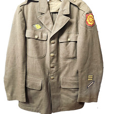 WWII Wool Blazer Jacket US Army Green Uniform 1940s Ports Embarking Wheel  38R picture