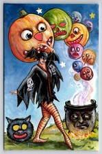 Matthew Kirscht HTL Cauldron Dance Halloween Witch Hold to Light Postcard MK5 picture