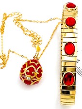 40th Wedding Anniversary Faberge Jewelry Set 18k Gold Swarovski Mothers day gift picture