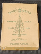 Vintage Shiny Brite Glass Christmas Ornaments Box of 12 USA Striped Reflectors picture