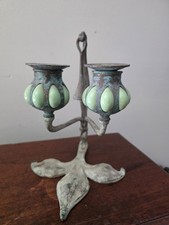 Tiffany Studios STYLE  Bronze Fleur-de-Lis Double Candle Holder poss Buffalo M? picture