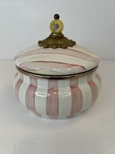 Mackenzie Childs Bathing Hut Squash Pot Canister 5 1/2” Pink/White Striped( D2) picture