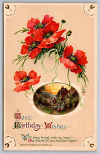 Best Birthday Wishes-Antique Embossed German Postcard-1914 by Artist John Wirsch picture