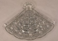 Vintage Avon Glass Trinket Holder Soap Dish Hand Fan Shape Vtg Antique picture