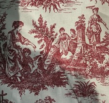 New Vintage WAVERLY ‘Country Life’ Interior RED Pastoral Toile FABRIC - 3 Yds picture
