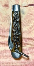 Vintage Camillus 4 Line Stamp,  Two Blade Jack Knife, Bone Scales picture