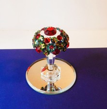 Vintage Austrian Crystal Miniature Tiffany Lamp Figurine w/Display Mirror picture