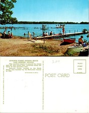 Epworth Forest Bathing Beach Lake Webster Indiana IN Postcard picture