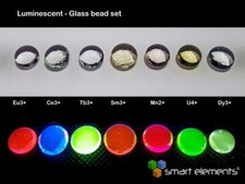 Set of highly fluorescent metal doped glass beads - 7 pcs. + free UV LED Lamp picture