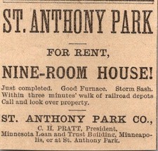 St Anthony Park Co Nine-Room House For Rent CH Pratt 1888 MN Clipping 5AK9-M14 picture