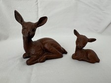 Red Mill Mfg figurines Set of 2, Deer & Fawn, sculptured w Crushed Pecans/Resin picture