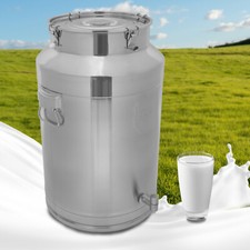 76L/20Gal Milk Jug Milk Can 304 Stainless Steel Sealed Bucket w/Faucet 40*64cm picture
