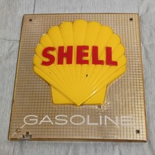 VINTAGE Shell Oil Gasoline Pump Sign Embossed 12