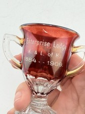 Antique Ruby Flash Glass Enterprise Lodge K & L of H 1884–1909 Loving Cup picture