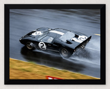12X9 FRAMED 1966 LE MANS #2 FORD GT40 MKII MCLAREN AMON PHOTO REPRO picture