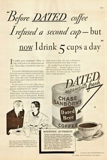 1933 Chase Sanborn Coffee Vintage Print Ad Dated Now I Drink 5 Cups A Day picture