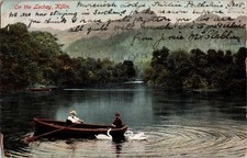 Vintage Killin Lochay River Scotland Postcard Hand-Colored Boat & Swans picture