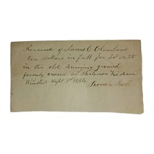1864 Civil War Era Burial Lot Receipt – Winsted CT Old Burying Ground picture