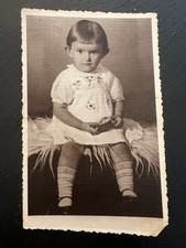 Vintage 1937 Pre WW2 Bulgarian Toddler Girl Photo Postcard Varna  picture