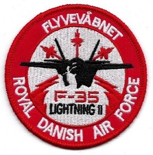 FABULOUS DANISH AIR FORCE F-35 LIGHTNING II EMBROIDERED IRON-ON PATCH... picture