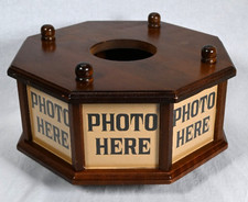 Vintage 1970s Wood Interpur 8 Photo Rotating Carousel Display Frames picture
