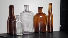 Antique 1890-1920s Bottle Lot Whiskey Wine Beer Applied Tops picture