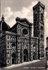 Firenze Duomo Campanile Cathedral Bell Tower Florence Stamp Vintage Postcard picture