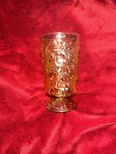 Anchor Hocking Crinkle Glass Amber Gold MILANO/LIDO Footed Tumbler picture