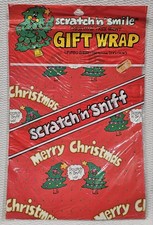 Vintage NOS 1980's Scratch ‘n Sniff Christmas Gift Wrap Spindex USA Xmas Sealed picture