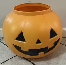 HUGE XL General Foam Plastics Blow Mold Halloween Pumpkin Pail Bucket 12”x16” picture