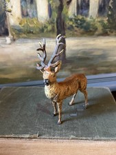 Antique Vintage German Lead Metal Reindeer Christmas Putz Toy Deer Figurine Old picture