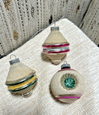 Lot Vintage Shiny Brite Teardrop UFO Mica Christmas Ornaments 1 Double Sided picture