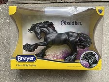 NICE New NIB Breyer Horse #1841 Obsidian Friesian Unicorn Stallion Gypsy Vanner picture
