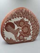 M & R Romero Acoma Redware Carved 2 Sided Hummingbird Tortoise Turtle No Damage  picture