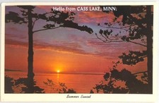 Cass Lake, MN - Minnesota Vintage Lake Summer Sunset Postcard 1970s picture