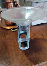 Vintage 1990s Post Modern Verdigris Metal & Pearl Glass Candle Holder Trinket Di picture