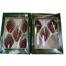 Vtg Lot Commodore Christmas Classic Red Glass Ornaments Pinecone Teardrop Bundle picture