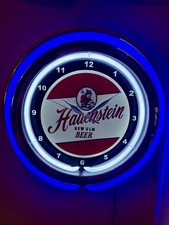 Hauenstein New Ulm Beer Bar Man Cave Neon Style LED Clock Advertising Sign picture