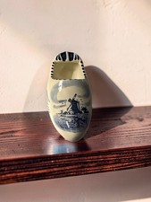 Vintage Delft Blue Dutch Clog Shoe Ashtray Hand Painted Holland Windmill Ceramic picture