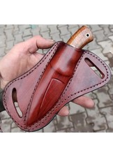 Hunting Knife 1075 Carbon Steel & Rosewood Handle Made Camping Knife with Leathe picture