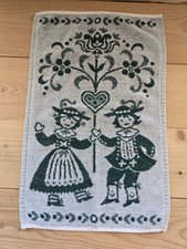 Vtg Austrian Tea Towel Green White Halltex 11×17