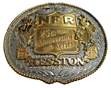 Hesston Rare 1983 STERLING 24 k GOLD PLATED Limited Edition Numbered NFR Buckle picture