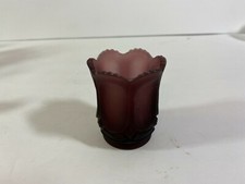 VINTAGE AMETHYST SATIN GLASS GALLOWAY PATTERN TOOTHPICK HOLDER    A113 picture