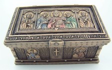Cold Cast Bronze 4 7/8 Inch Jesus Christ Saint Peter St Paul Icon Relic Rosary picture