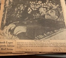 Original Vintage Death of Joseph Stalin Newspaper Clipping—Estate Sale picture
