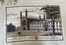 Vintage Cambridge University Kings College Irish Linen 20” x 30” picture