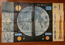 1958 Rand McNally Map of the Moon &  Map of the Planets 40x26 picture