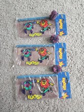 Lot of 3 Vintage 1997 Koosh Pencil Pouches New Sealed NOS Zipper Case Ball picture
