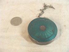 Antique Silverplate Green Guilloche Enamel Compact picture